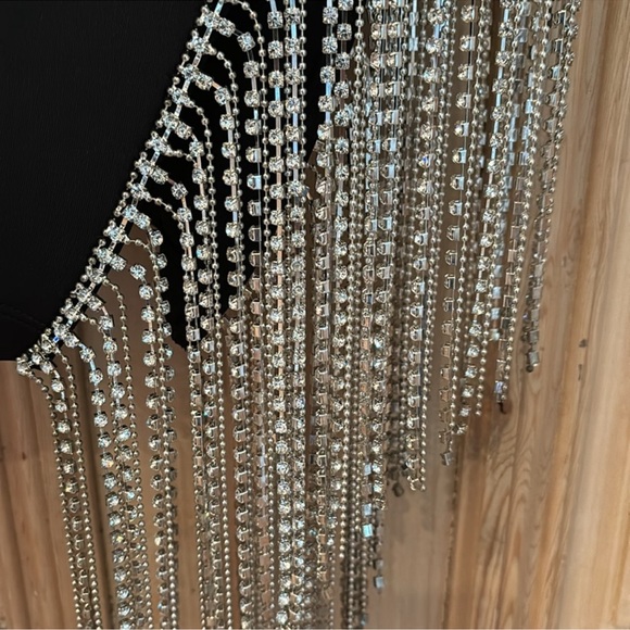 NWT KIKI RIKI Rhinestone /silver beaded fringe dress - Picture 7 of 8